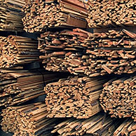 Boomstammen worden verwerkt in houtzagerij tot planken, België
